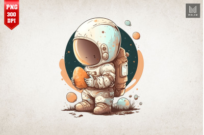 Cute Astronaut Easter Watercolor