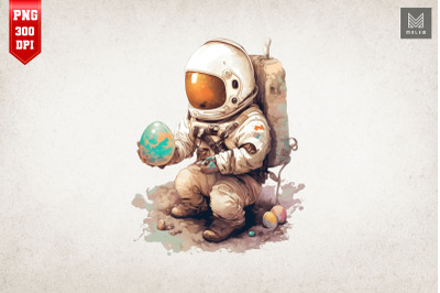 Cute Astronaut Easter Watercolor 2