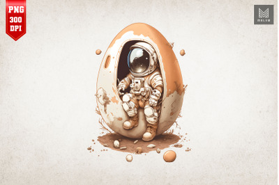 Cute Astronaut Easter Watercolor 3