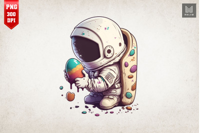 Cute Astronaut Easter Watercolor 5