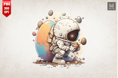 Cute Astronaut Easter Watercolor 15