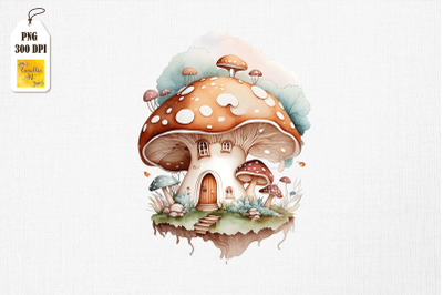 Cute Mushroom House Watercolor 3