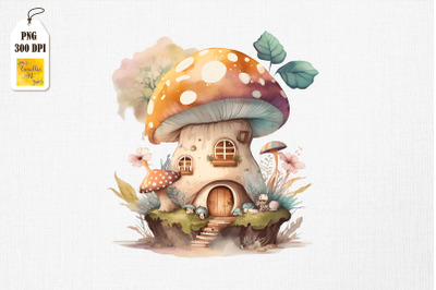 Cute Mushroom House Watercolor 5