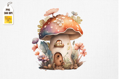 Cute Mushroom House Watercolor 6