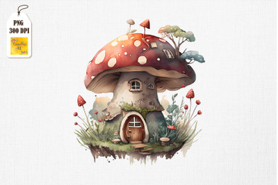 Cute Mushroom House Watercolor 9