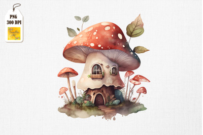 Cute Mushroom House Watercolor 11