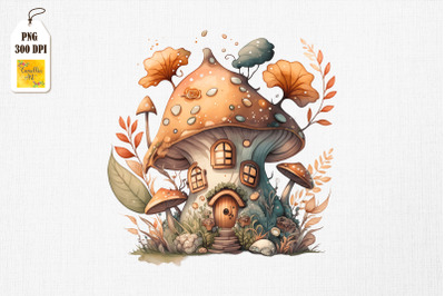 Cute Mushroom House Watercolor 12