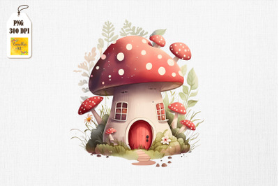 Cute Mushroom House Watercolor 13