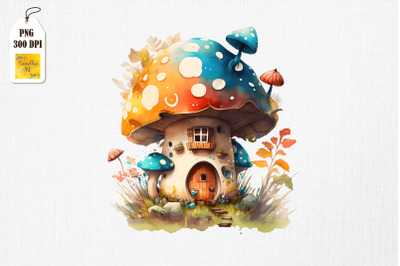 Cute Mushroom House Watercolor 15