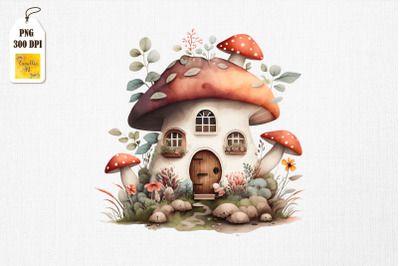 Cute Mushroom House Watercolor 18