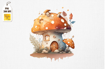 Cute Mushroom House Watercolor 19