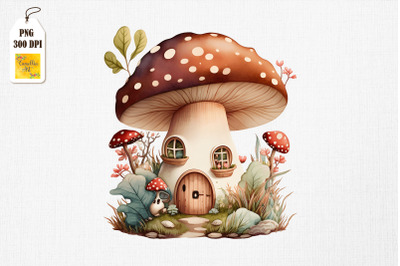 Cute Mushroom House Watercolor 20