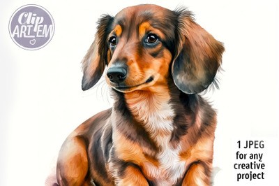 Dachshund Dog Home Decor Digital Print JPEG Watercolor Image