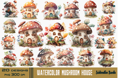 Watercolor Mushroom House Bundle