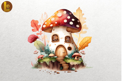 Watercolor Mushroom House 2