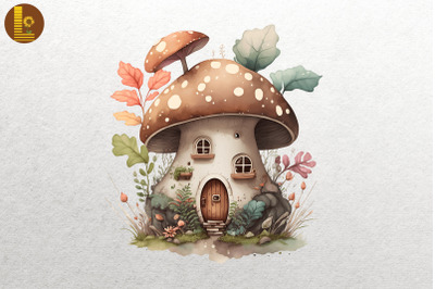 Watercolor Mushroom House 3