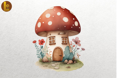 Watercolor Mushroom House 6