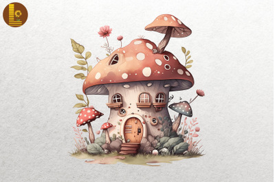 Watercolor Mushroom House 7