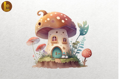 Watercolor Mushroom House 8