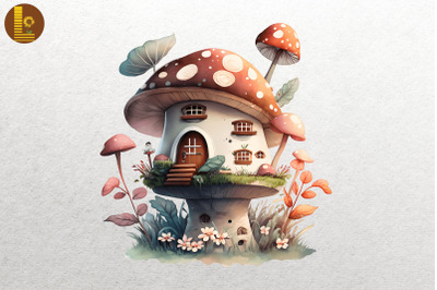 Watercolor Mushroom House 10