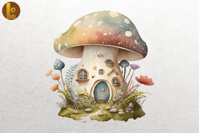 Watercolor Mushroom House 11