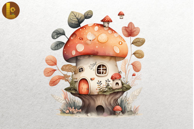 Watercolor Mushroom House 12