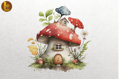 Watercolor Mushroom House 13