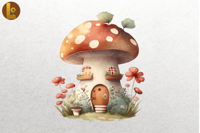 Watercolor Mushroom House 14