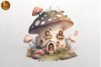 Watercolor Mushroom House 15