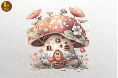 Watercolor Mushroom House 16