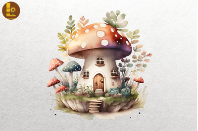 Watercolor Mushroom House 17