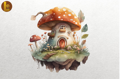 Watercolor Mushroom House 18