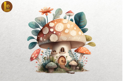 Watercolor Mushroom House 19