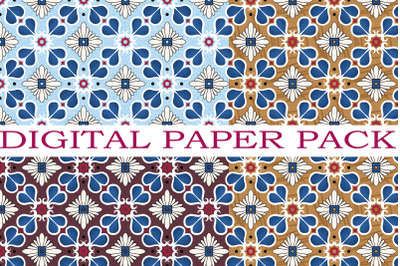 seamless Moroccan floral tile design digital paper pack