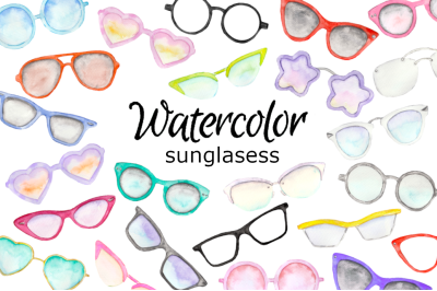 Watercolor sunglasses clipart glasses