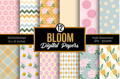 Bloom Digital Papers, Spring Floral Pattern