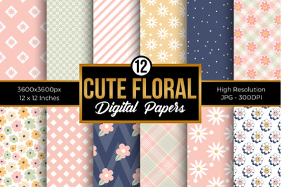 Cute Floral Seamless Pattern Digital Papers