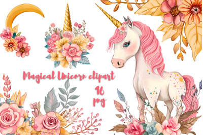 Cute Unicorn clipart&2C; Unicorn clipart&2C; birthday unicorn