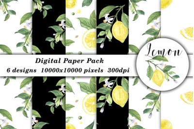 Watercolor Lemon Flower Pattern Seamless