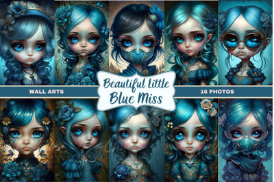 Cute Blue Doll Girls Wall Art