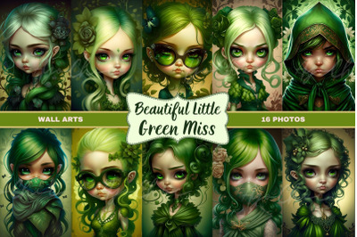 Cute Green Doll Girls Wall Art