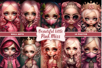 Cute Pink Doll Girls Wall Art