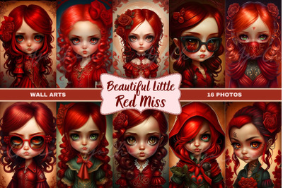 Cute Red Doll Girls Wall Art