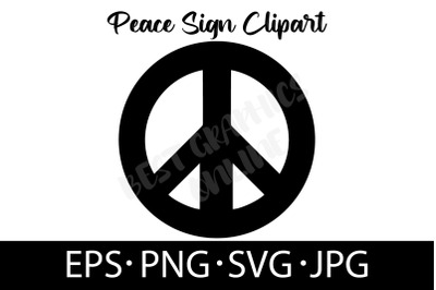 Peace Sign Silhouette Vector EPS SVG PNG JPG Love Hippie