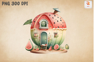 Cute Watermelon House Watercolor 2