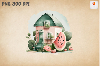 Cute Watermelon House Watercolor 6