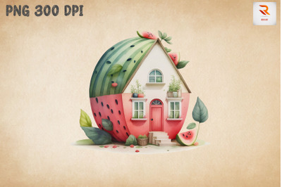 Cute Watermelon House Watercolor 7