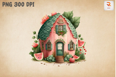 Cute Watermelon House Watercolor 8