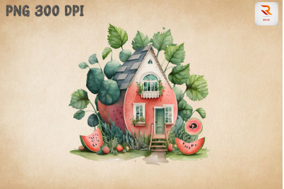 Cute Watermelon House Watercolor 9