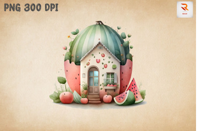 Cute Watermelon House Watercolor 12